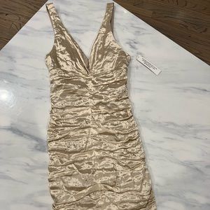 Nicole miller champagne silver gold dress in small
